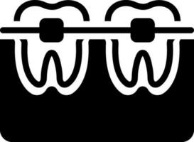 solide Symbol zum Zahn mit Hosenträger vektor
