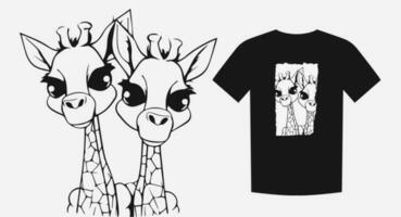 bezaubernd Illustration von zwei süß Baby Giraffe Köpfe. perfekt zum Kinder- Entwürfe, Zoobezogen Projekte, und präsentieren das Bindung von Geschwister oder Freunde. Vektor Illustration.