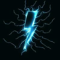 blå kraft symbol elektrisk glöd realistisk blixt- affisch. bult, energi och elektricitet vektor illustration.