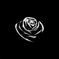 Rose Blume dotwork tätowieren mit Punkte Schattierung, Tiefe Illusion, Trinkgeld Tätowierung. Hand Zeichnung Weiß Emblem auf schwarz Hintergrund zum Körper Kunst, minimalistisch skizzieren einfarbig Logo. Vektor Illustration