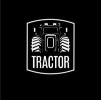 Traktor Emblem, Bauernhof Arbeitstier Zeichen, Landwirtschaft Logo, Feldarbeit Maschinen Symbol. Vektor Illustration.