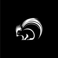 Skunk Kopf und Schwanz Symbol, wild wild Tier Logo Vorlage. Hand Zeichnung Emblem auf schwarz Hintergrund zum Körper Kunst und Tätowierung, minimalistisch skizzieren Kunst. Vektor Illustration