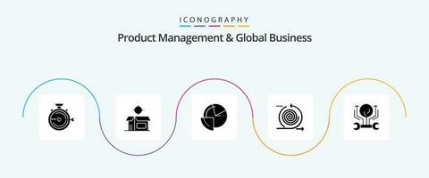 Produkt Management und global Geschäft Glyphe 5 Symbol Pack einschließlich Management. Fahrräder. Produkt. Geschäft. Diagramm vektor