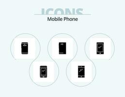 mobil telefon glyf ikon packa 5 ikon design. . . kamera. iphone. mobil vektor