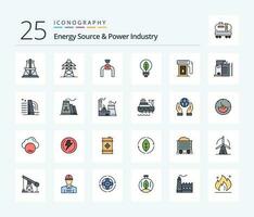 Energie Quelle und Leistung Industrie 25 Linie gefüllt Symbol Pack einschließlich Konstruktion. tropfen. Natur. Öl. Benzin vektor