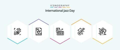 International Jazz Tag 25 Linie Symbol Pack einschließlich Instrument . Musik- . Musik. Akkordeon vektor