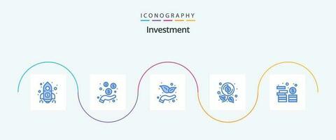 Investition Blau 5 Symbol Pack einschließlich Geld. Anlage. Wachstum. profitieren. Investition vektor