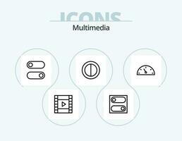 Multimedia Linie Symbol Pack 5 Symbol Design. . Volumen. vektor