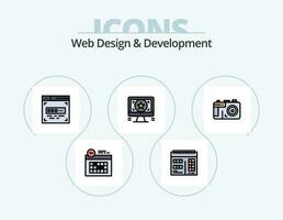 webb design och utveckling linje fylld ikon packa 5 ikon design. font. font Färg . Färg fylla i text . designer vektor