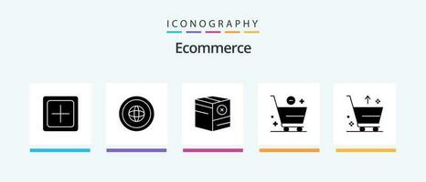 E-Commerce Glyphe 5 Symbol Pack einschließlich e. Wagen. International. Versand. e. kreativ Symbole Design vektor