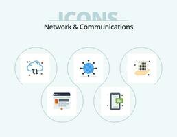 nätverk och kommunikation platt ikon packa 5 ikon design. nätverk. klot. mobil. ladda om. synkronisera vektor