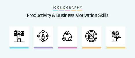 Produktivität und Geschäft Motivation Kompetenzen Linie 5 Symbol Pack einschließlich Erfindung. Idee. Welt. inspirierend. Idee. kreativ Symbole Design vektor