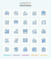 kreativ väg olyckor 25 blå ikon packa sådan som trafik. omkörning. bil. krossa. bil vektor