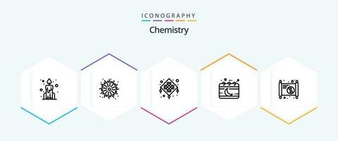 Chemie 25 Linie Symbol Pack einschließlich Papier. Chinesisch. Neu Jahr. Mond. Veranstaltung vektor