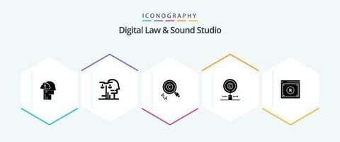 digital lag och ljud studio 25 glyf ikon packa Inklusive digital. företag. dom. fast egendom. hitta vektor