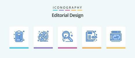 redaktionell Design Blau 5 Symbol Pack einschließlich Tablette. Kunst. vergrößern. Inhalt Management. Konzept. kreativ Symbole Design vektor