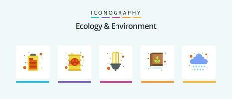 Ökologie und Umgebung eben 5 Symbol Pack einschließlich Bericht. Natur. elektrisch. Wissen. Bildung. kreativ Symbole Design vektor