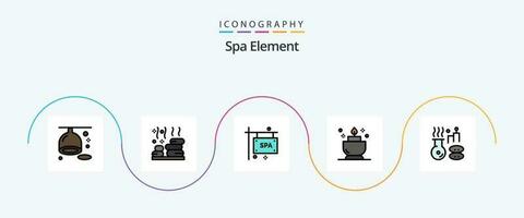 Spa Element Linie gefüllt eben 5 Symbol Pack einschließlich Spa. Schönheit. Tafel. ent. Kerze vektor