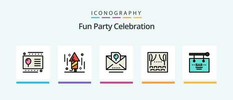 Party Linie gefüllt 5 Symbol Pack einschließlich Feuerwerk. Kind. Bar. Urlaub. unterzeichnen. kreativ Symbole Design vektor