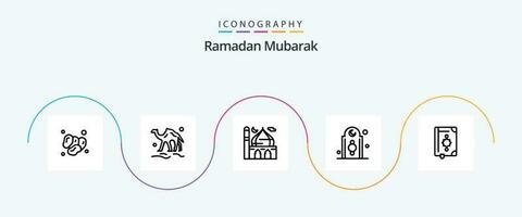 Ramadan Linie 5 Symbol Pack einschließlich Islam. Dekoration. Wüste. beten. Islam vektor