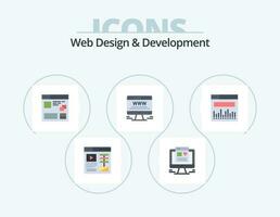 webb design och utveckling platt ikon packa 5 ikon design. webb. analyser. sida. webb annons. anslagstavla vektor