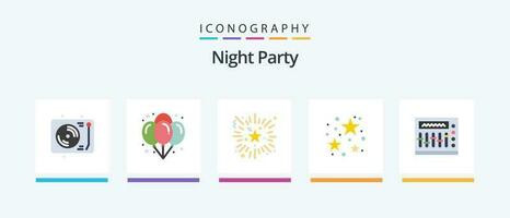 Nacht Party eben 5 Symbol Pack einschließlich Nacht. starren. Fall. Feier. Nacht. kreativ Symbole Design vektor