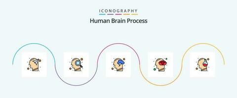 Mensch Gehirn Prozess Linie gefüllt eben 5 Symbol Pack einschließlich Lotus. Kopf. suchen. Harmonie. Verstand vektor
