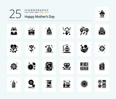 glücklich Mütter Tag 25 solide Glyphe Symbol Pack einschließlich . Mama . Geschenk . vektor
