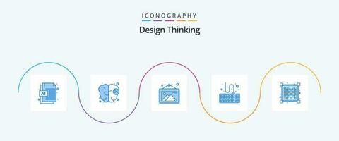 Design Denken Blau 5 Symbol Pack einschließlich . Layout. Foto. Netz. Art vektor