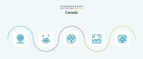 kanada blå 5 ikon packa Inklusive hjärta. bild. transport. bild. lönn vektor