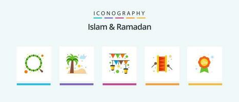 Islam und Ramadan eben 5 Symbol Pack einschließlich Islam. Ramadan. Wolke. Muslim. Religion. kreativ Symbole Design vektor