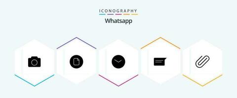 WhatsApp 25 Glyphe Symbol Pack einschließlich anfügen. ui. Basic. chatten. Plaudern vektor