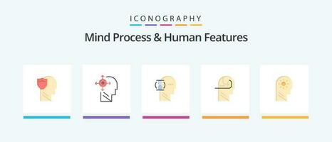 sinne bearbeta och mänsklig funktioner platt 5 ikon packa Inklusive hjärna. sinne. huvud. skicklighet. manlig. kreativ ikoner design vektor