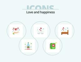 kärlek platt ikon packa 5 ikon design. sovrum. i kärlek. vård. Anka. djur- vektor