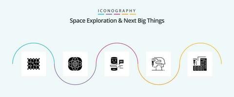 Raum Erkundung und Nächster groß Dinge Glyphe 5 Symbol Pack einschließlich d. Drucken. global. Mensch. Schnittstelle vektor
