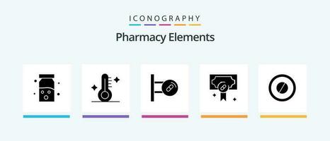 Apotheke Elemente Glyphe 5 Symbol Pack einschließlich Krankenhaus . Thermometer . Medizin. Tafel. kreativ Symbole Design vektor