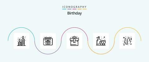 födelsedag linje 5 ikon packa Inklusive fest. fira. låda. födelsedag. glas vektor