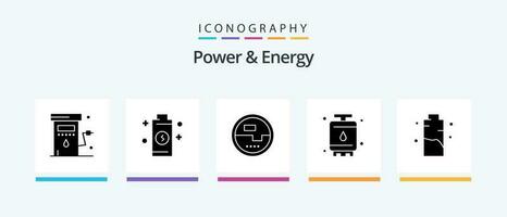 Leistung und Energie Glyphe 5 Symbol Pack einschließlich Leistung. Energie. Leistung. kochen. Messung. kreativ Symbole Design vektor