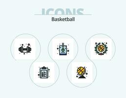 Basketball Linie gefüllt Symbol Pack 5 Symbol Design. Zeit. Spiel. Punktzahl. Basketball. Spiel vektor