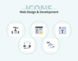 webb design och utveckling platt ikon packa 5 ikon design. font design. Färg fylla i text. mus. webb. grafisk vektor