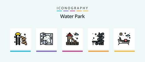 Wasser Park Linie gefüllt 5 Symbol Pack einschließlich . Park. Lebensretter. Essen Stand. Wasser. kreativ Symbole Design vektor