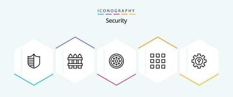 säkerhet 25 linje ikon packa Inklusive siffra. nyckel lås. låsa. koda. smart vektor