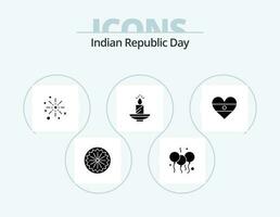 indisch Republik Tag Glyphe Symbol Pack 5 Symbol Design. Diwali. Kerze. Knall. Feuerwerk. Diwali vektor