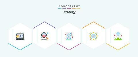 Strategie 25 eben Symbol Pack einschließlich Berg. kreativ. Planung. Strategie. Anzeige vektor