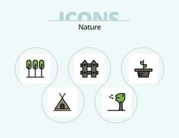 natur linje fylld ikon packa 5 ikon design. ägg. träd. halv. natur. skog vektor