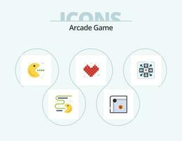arkad platt ikon packa 5 ikon design. spel. tetris. Pac Man. spela. konkurrens vektor