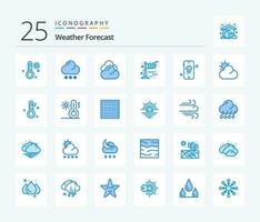 Wetter 25 Blau Farbe Symbol Pack einschließlich Sonne. Wetter. Wolke. Handy, Mobiltelefon. Wetter vektor