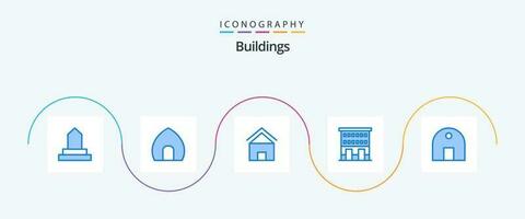 Gebäude Blau 5 Symbol Pack einschließlich Geschäft Vorderseite. Haus. Museum. Gebäude. Haus vektor