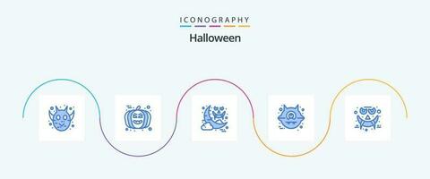 Halloween Blau 5 Symbol Pack einschließlich Halloween. Emoticons. Halloween. Halloween. Tier vektor