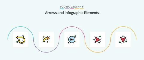 Pfeil Linie gefüllt eben 5 Symbol Pack einschließlich runter. Rechts. hoch. Netzwerk. Pfeile vektor